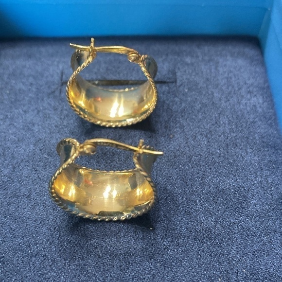 JTV vintage 18K over sterling silver polished rope design hoop earrings - Picture 3 of 8